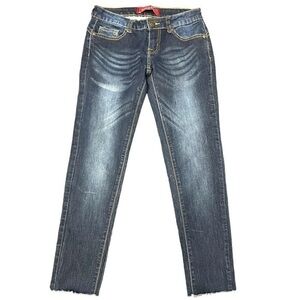 GOGO STAR | Dark Wash Skinny Raw Cuff Ankle Jeans